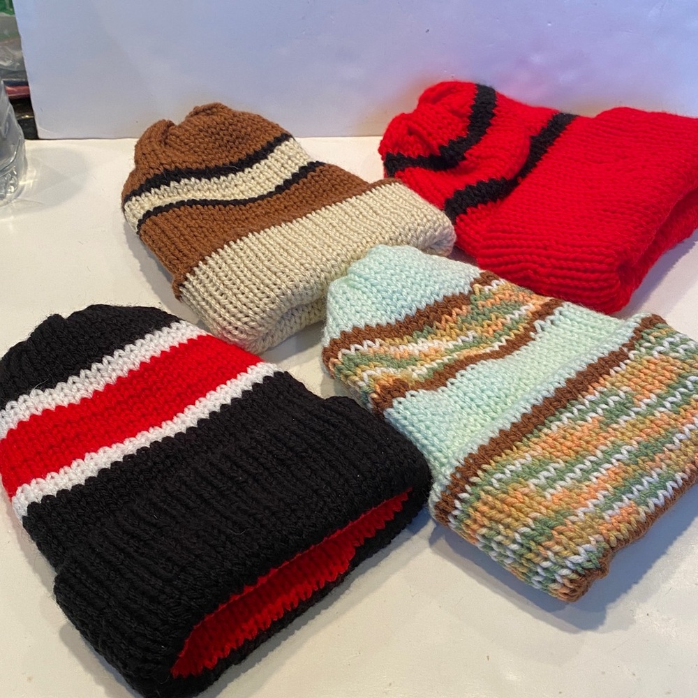 NWOT Hand-Knit Set of 4 Winter Hats